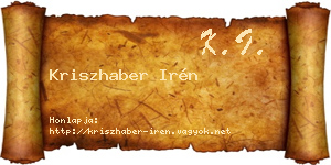 Kriszhaber Irén névjegykártya
